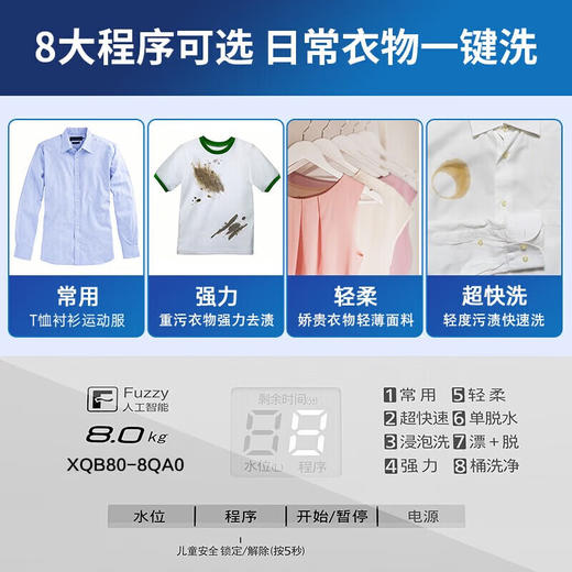 松下波轮洗衣机XQB80-T7A0 商品图7