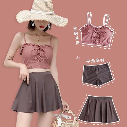 游泳衣女分体式三件套2025新款保守小个子可爱日系小胸泡温泉泳装 商品图0