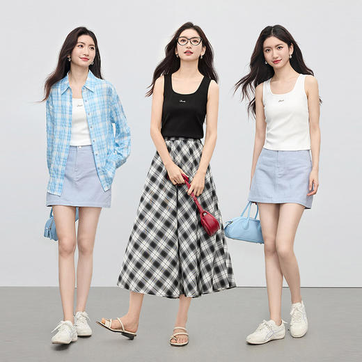 【周末秒杀】熙世界U领吊带背心女夏季2025新款通勤百搭弹力显瘦内搭外穿上衣 商品图2