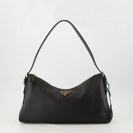PRADA 普拉达 女士珐琅金属三角形徽标Aimée皮革手提包 黑色 1BC231 2CYS F0002 LVM 商品图0