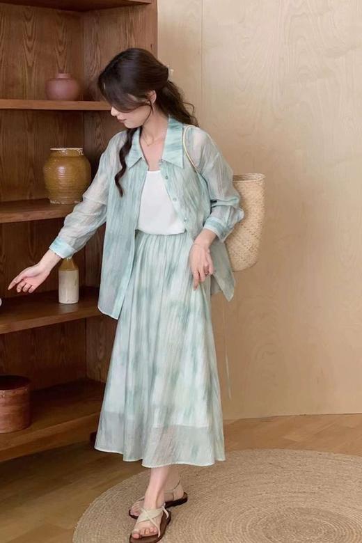 ELLA JADE 设计感晕染衬衫吊带内搭半身裙套装 20685 商品图0