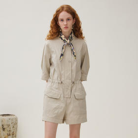 谜底连体裤短袖女2025秋新品设计感挺括时髦可调腰短裤253MK1033