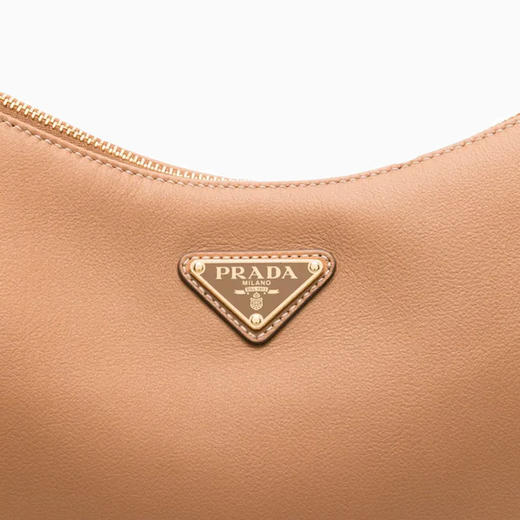 PRADA 普拉达 女士珐琅金属三角形徽标大号皮革手提包 棕色 1BC231 2CYS F03BH LVM 商品图2