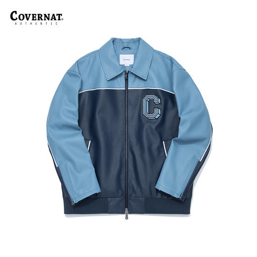 Covernat2024春新款休闲字母夹克拉链pu皮衣外套上衣CO2401JK11 商品图0