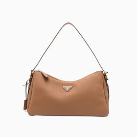 PRADA 普拉达 女士珐琅金属三角形徽标大号皮革手提包 棕色 1BC231 2CYS F03BH LVM