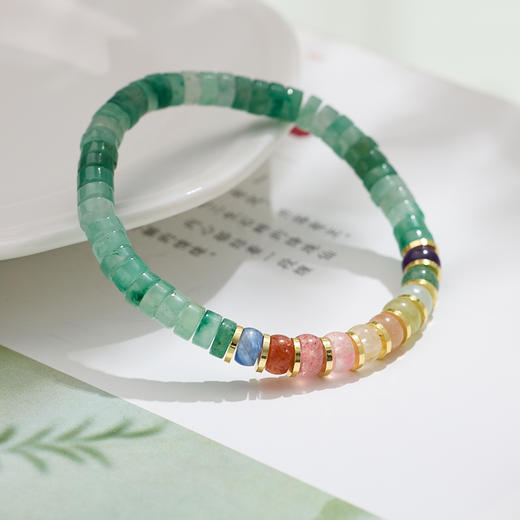 【普陀山】霓虹翠正品 非洲翠多宝直切药片珠手串手链银水晶生日礼物 商品图3