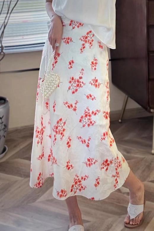 Le Malene 米色暗纹碎花高腰半裙 20680 商品图1