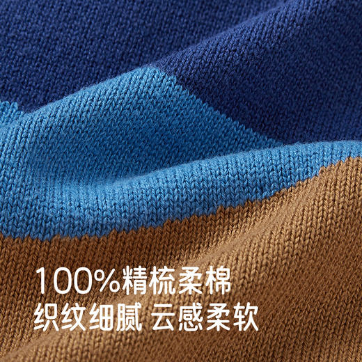 【商场同款】英氏儿童外套春秋季保暖薄外套男童撞色针织纯棉毛衣 商品图1