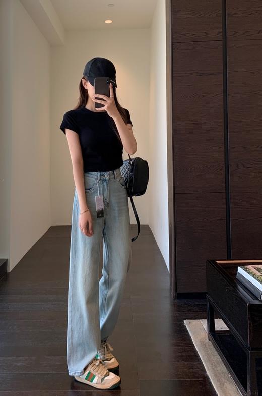 重磅土耳其天丝汉麻高腰显瘦水洗直筒窄腿牛仔裤 商品图3