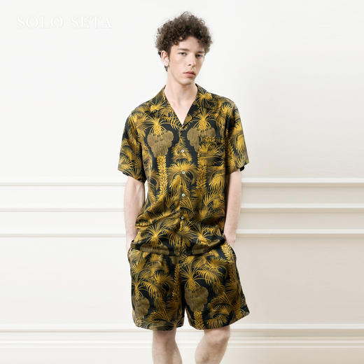 Solo seta22姆米男士真短袖短裤套装桑蚕丝印花家居服2025秋冬 商品图0