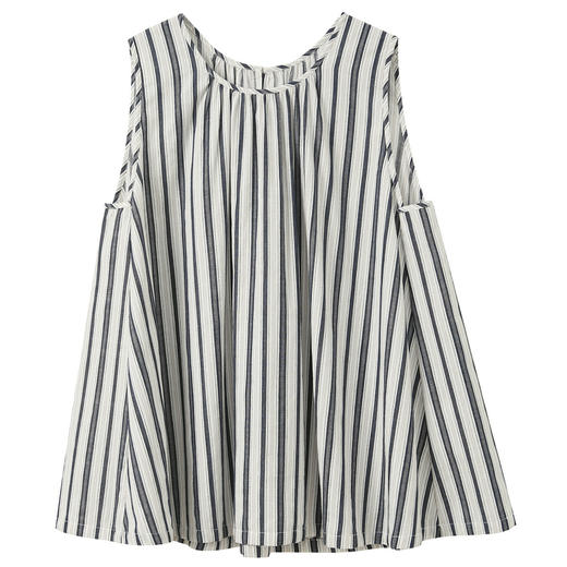 三彩2025秋季新款色织条纹无袖上衣宽松衬衣圆领套头小衫M 商品图4