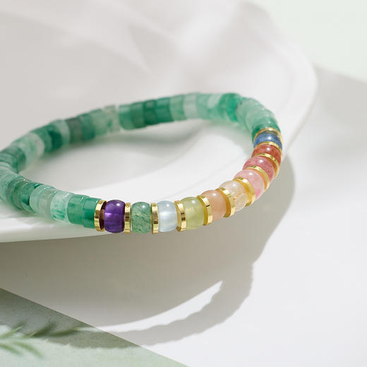 【普陀山】霓虹翠正品 非洲翠多宝直切药片珠手串手链银水晶生日礼物 商品图6