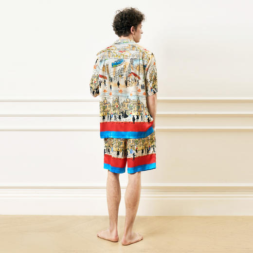 Solo seta男士真丝海边度假风短袖短裤套装桑蚕丝印花2025秋冬 商品图4