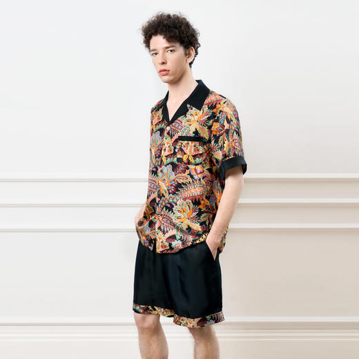 Solo seta男士真丝印花睡衣套装桑蚕丝可外穿短袖短裤2025秋冬 商品图3