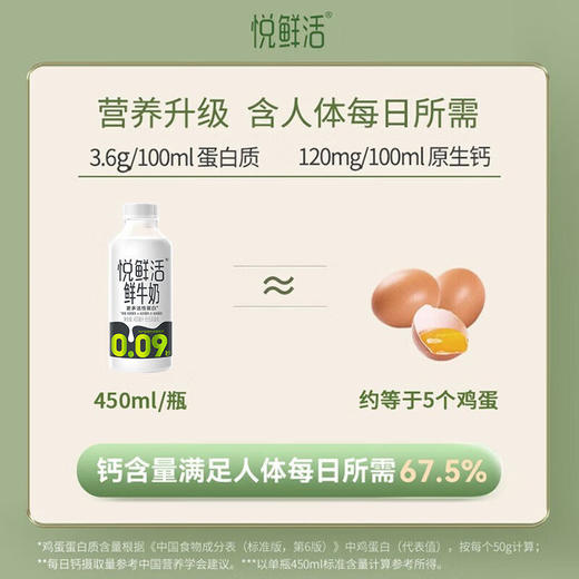 悦鲜活鲜牛奶 450ml/瓶 商品图3