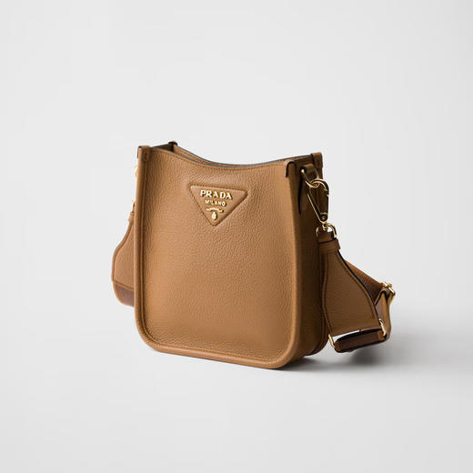 PRADA 普拉达 女士金属刻字徽标皮革迷你单肩包 棕色 1BH191 2DKV F03V8 7NO 商品图1