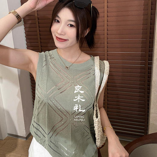 【部分现货】良木礼亚麻镂空背心（8385） 商品图2