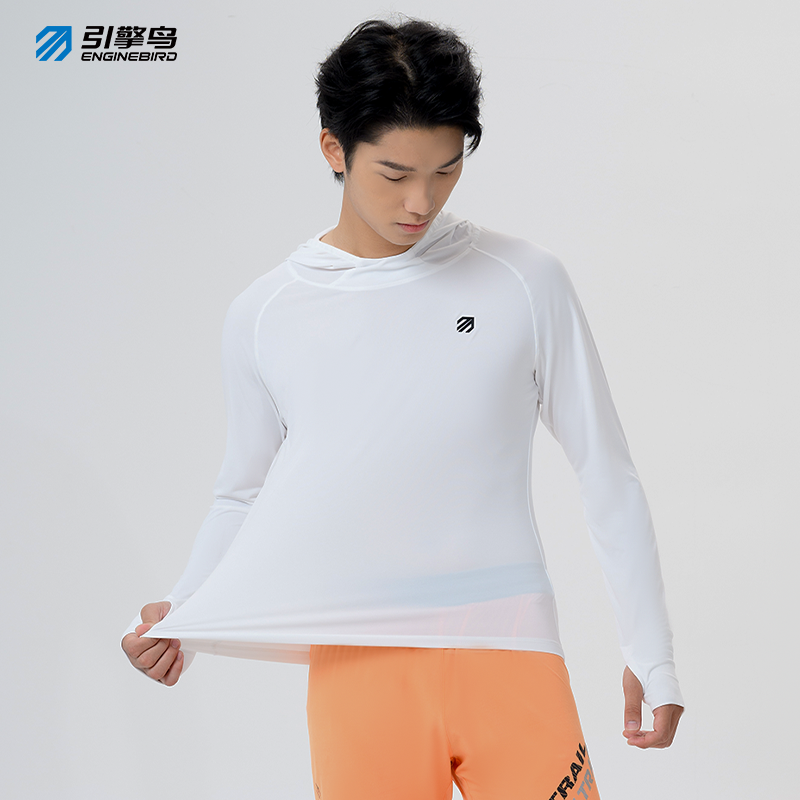 引擎鸟百灵2.0防晒长袖衫连帽T恤男女款跑步上衣