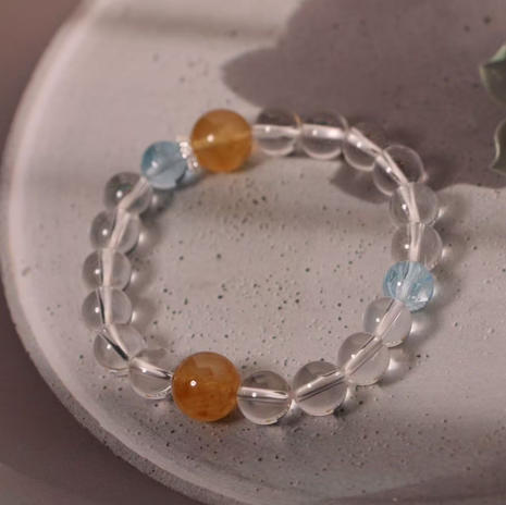 白水晶8mm手串 橙月光10mm 蓝托帕8mm 925纯银隔珠 商品图0