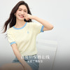 【专属特价】熙世界100%匹马棉针织短袖T恤女正肩设计感撞色圆领上衣2025夏天 商品缩略图1