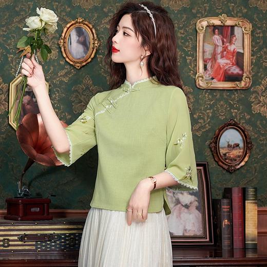 新中式立领短袖雪纺衬衫K-G50T624-1350 商品图1