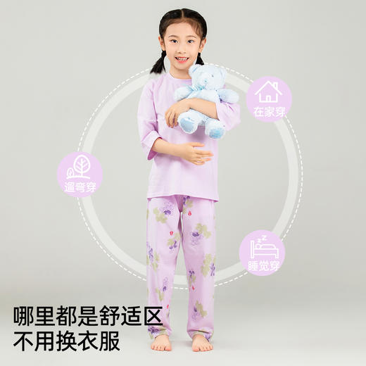 【商场同款】【五分袖长裤】熳洁儿 男女童94%棉卡通可爱家居服套装25203662 商品图2