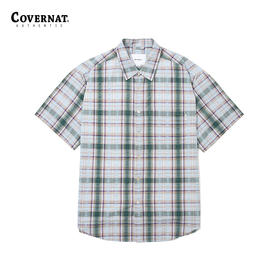 Covernat韩国潮牌格子图案短袖衬衫时尚休闲百搭男女同款上衣CO2402SS09