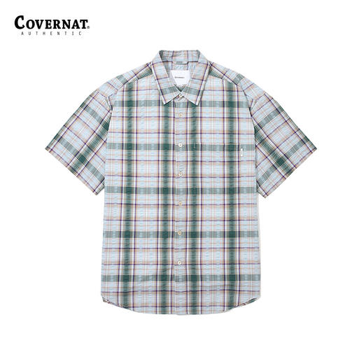 Covernat韩国潮牌格子图案短袖衬衫时尚休闲百搭男女同款上衣CO2402SS09 商品图0