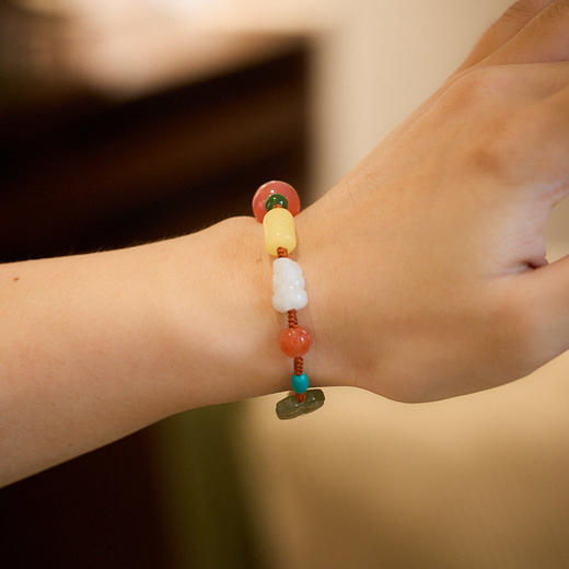 【普陀山】十全十美银蝴蝶 田玉四叶草  多宝手工编织手链女  礼物 商品图5