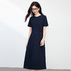 【专属特价】熙世界通勤休闲收腰连衣裙女2025夏新款简约纯色短袖全棉T恤裙子 商品缩略图4