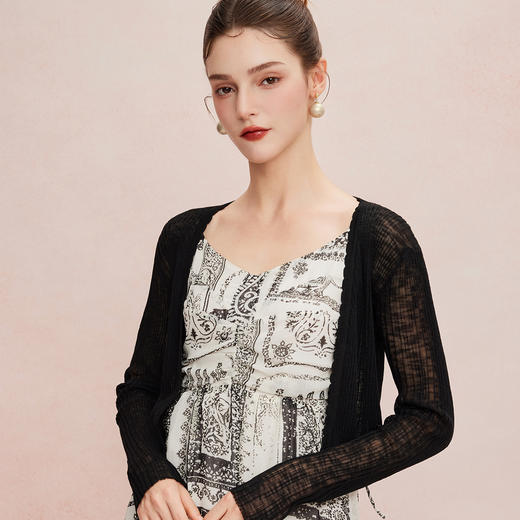 QF8E5斯尔丽25新款度假系列清爽高腰节吊带搭配针织外披两件套连衣裙 商品图4