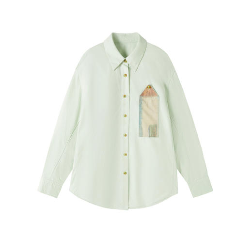 谜底衬衣长袖女2025秋季新品通勤磨毛印花莫兰迪色衬衫253MC1155 商品图4