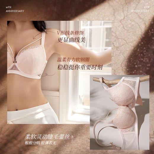 奶糖派拾年3/4杯分胸型内衣女蕾丝性感聚拢文胸大胸软钢圈胸罩夏 商品图2