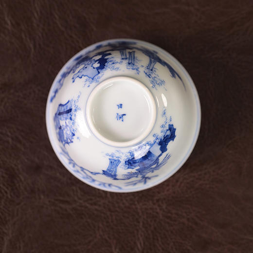 【曰何】 张敞画眉茶碗 盖碗 青花 商品图5
