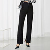 EITIE爱特爱简约干练微喇开叉显瘦黑色高腰休闲裤秋季新款7905602 商品缩略图3