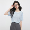 【周四狂欢价】熙世界竹节麻感冰丝针织衫女薄款夏季短袖女宽松镂空正肩T恤上衣 商品缩略图3