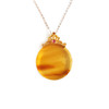 【天然正品】AU750黄金镶天然无杂裂棕色圆形意境琥珀吊坠项链32.3*24.8*6.2MM（皆取最大值）女士现售价：1080特价！190625NJS01 商品缩略图0