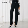 EITIE爱特爱简约干练微喇开叉显瘦黑色高腰休闲裤秋季新款7905602 商品缩略图0
