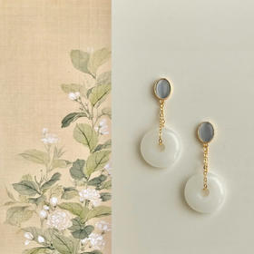 【敦煌金玉坠·平安扣耳环】国风猫眼石平安扣耳环 气质设计感 新中式古风文艺优雅百搭耳饰