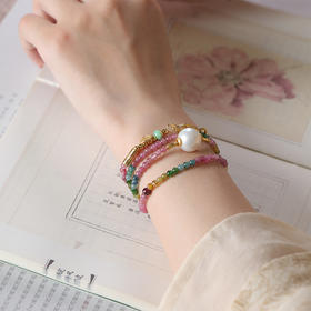 春色满园碧玺珍珠项链   手串多戴款