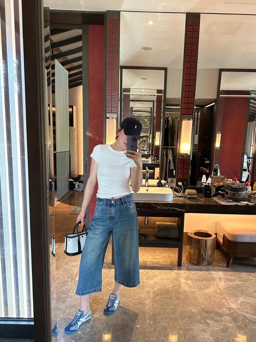 梨形天菜高腰A字韩版复古水洗七八分牛仔裤 商品图9