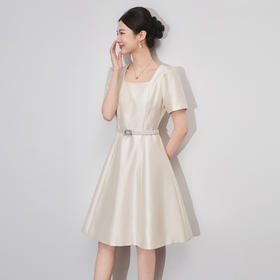 「高货wl」全新升级【铂金会员339/天猫459/差价120】(02323) 洛诗琳气质法式方领轻奢连衣裙2025夏季知性优雅A字裙女wl02323