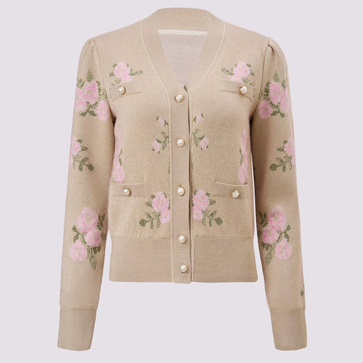 浪漫慵懒金属纽扣优雅针织外套女秋高级优雅气质感(货号:MF85JA753X2002) 商品图0