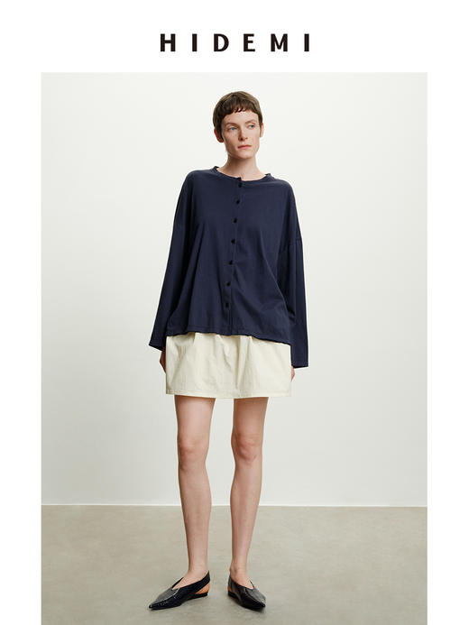 HIDEMI极简显瘦设计感抽绳松紧带中低腰防走光半身裙短裙 黑色/白色 商品图4