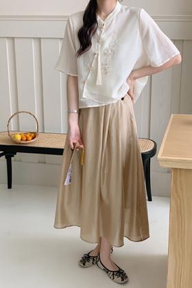 ELLA JADE 素雅中式刺绣不规则套装裙 20687