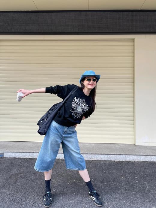 梨形天菜高腰A字韩版复古水洗七八分牛仔裤 商品图0