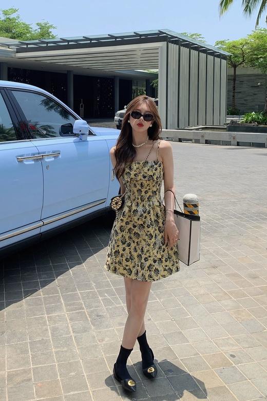 ANSUABEL 法式印花吊带收腰短裙 20505 商品图0