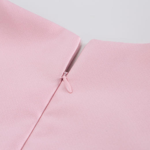 QF8E9斯尔丽2025夏季新款轻奢小礼服披肩领立体手工盘花收腰放摆连衣裙 商品图8