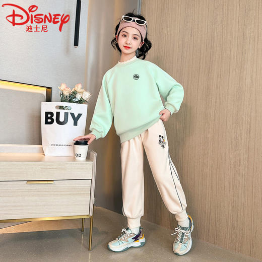 迪士尼女童加绒裤子冬季加厚儿童卫裤一体绒女大童运动裤女孩冬装 商品图3