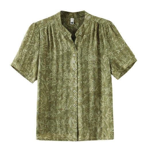 KQL765G379妈妈装花色短袖雪纺衬衫女士夏季百搭减龄小衫宽松显瘦冰丝上衣女 商品图4